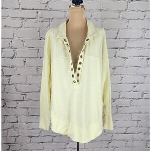 Anthropologie Pilcro Henley Spliced Pullover Sweatshirt Womens M Oversized